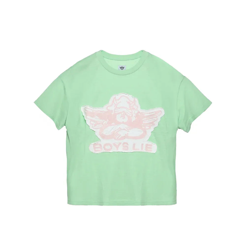 GREEN STITCH  ME UP BF TEE
