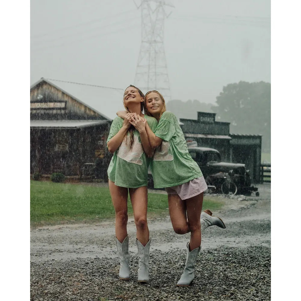 GREEN STITCH  ME UP BF TEE