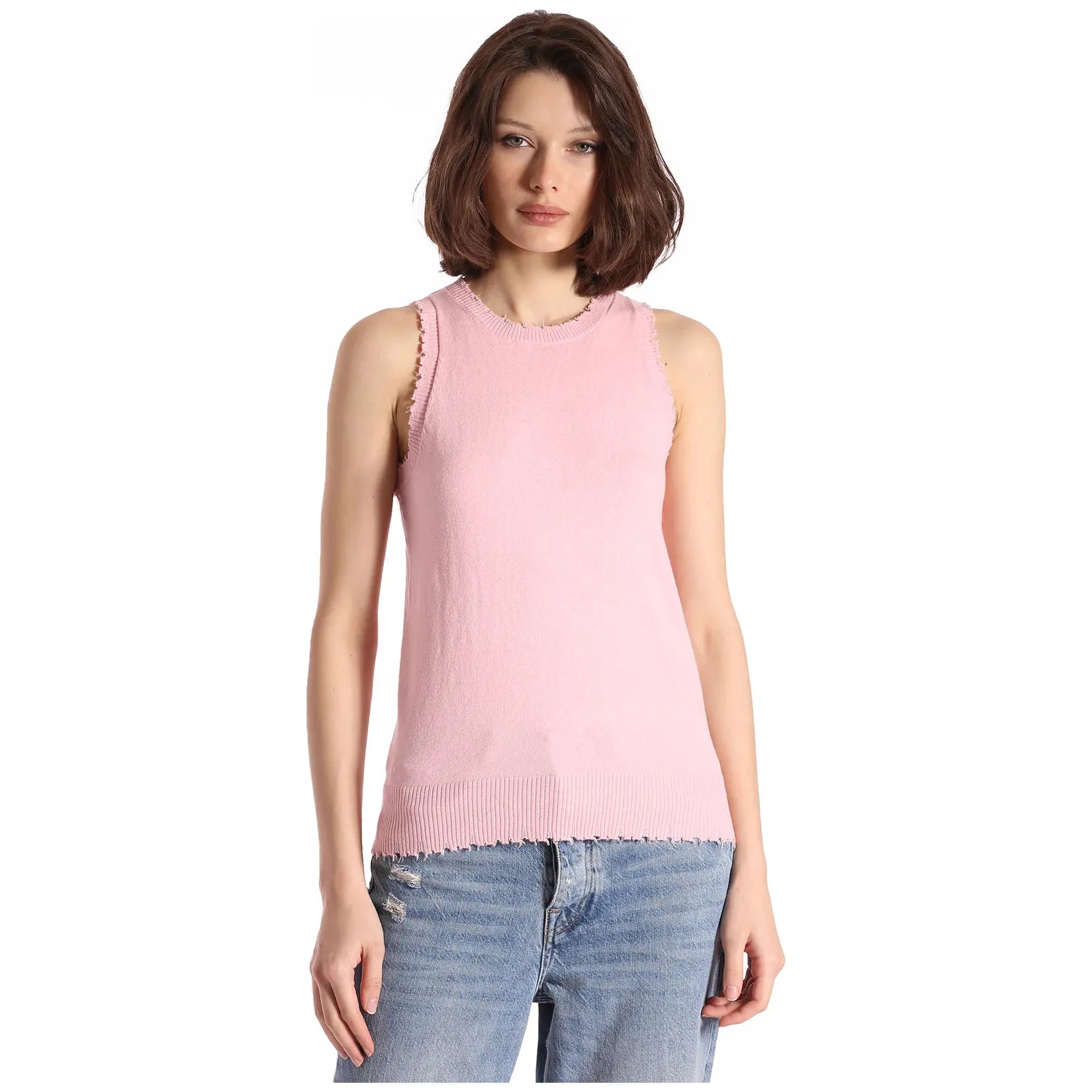 Cotton Cashmere Frayed Tank