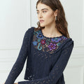 POINTELLE CREW HAND CROCHET YOKE