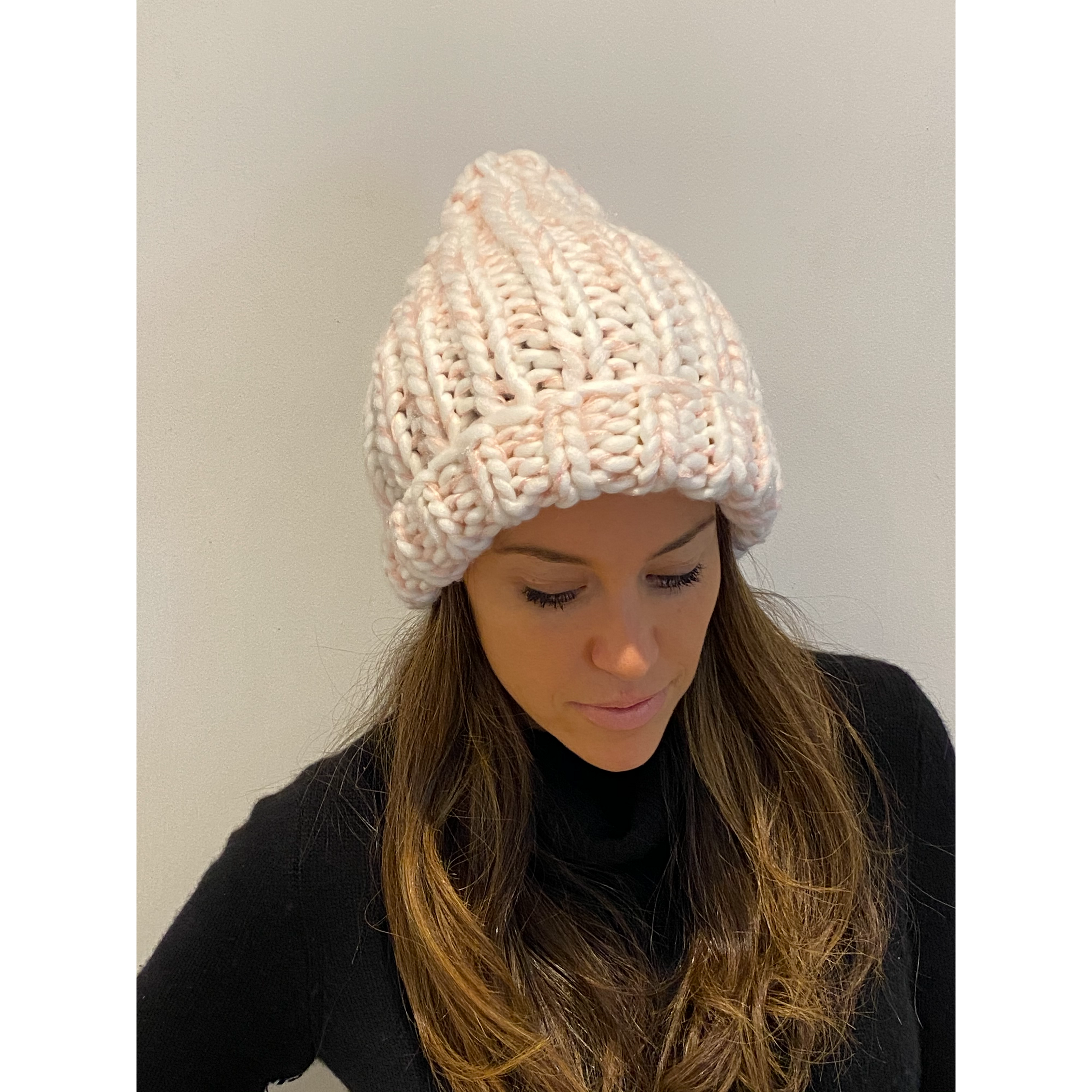 White Pink Woven Hat