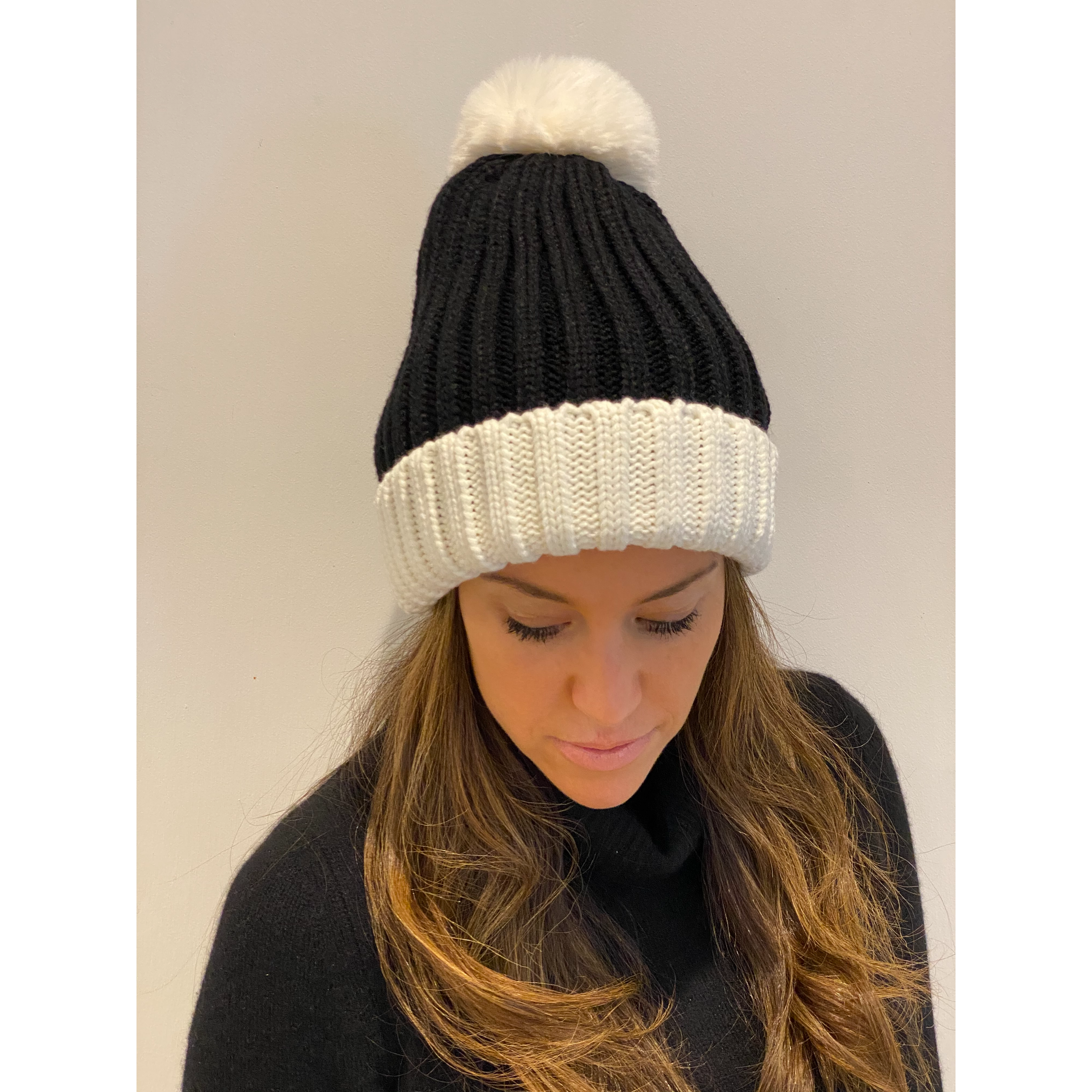 Cream Pom Pom Hat
