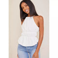 SMOCKED WAIST HALTER TOP