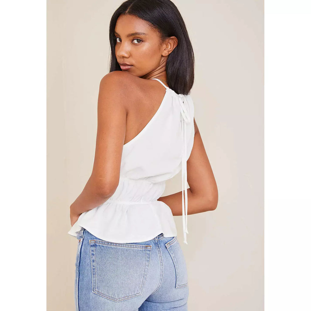 SMOCKED WAIST HALTER TOP