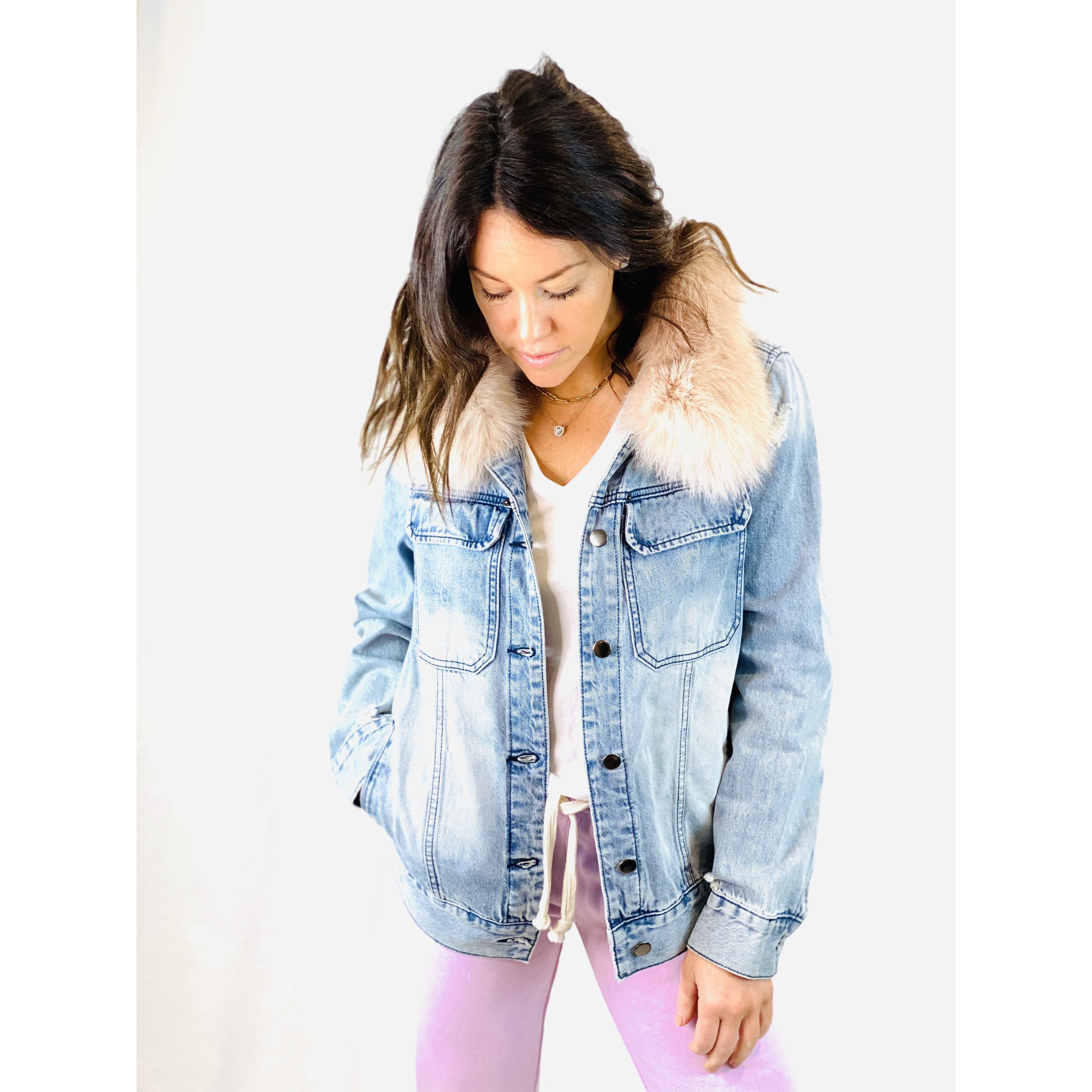 Janie Jean Jacket in Natural Fur