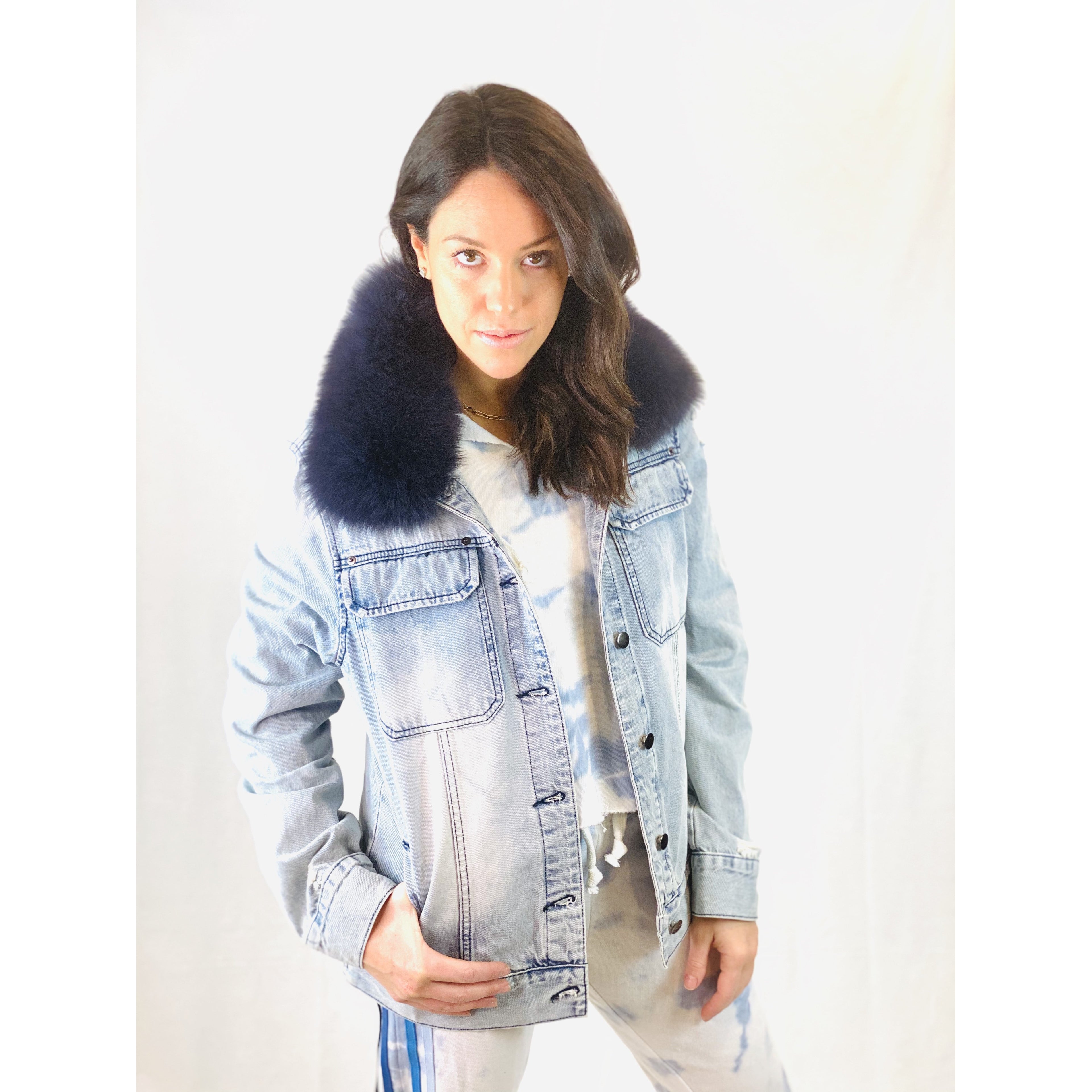 Janie Jacket in Navy Fur
