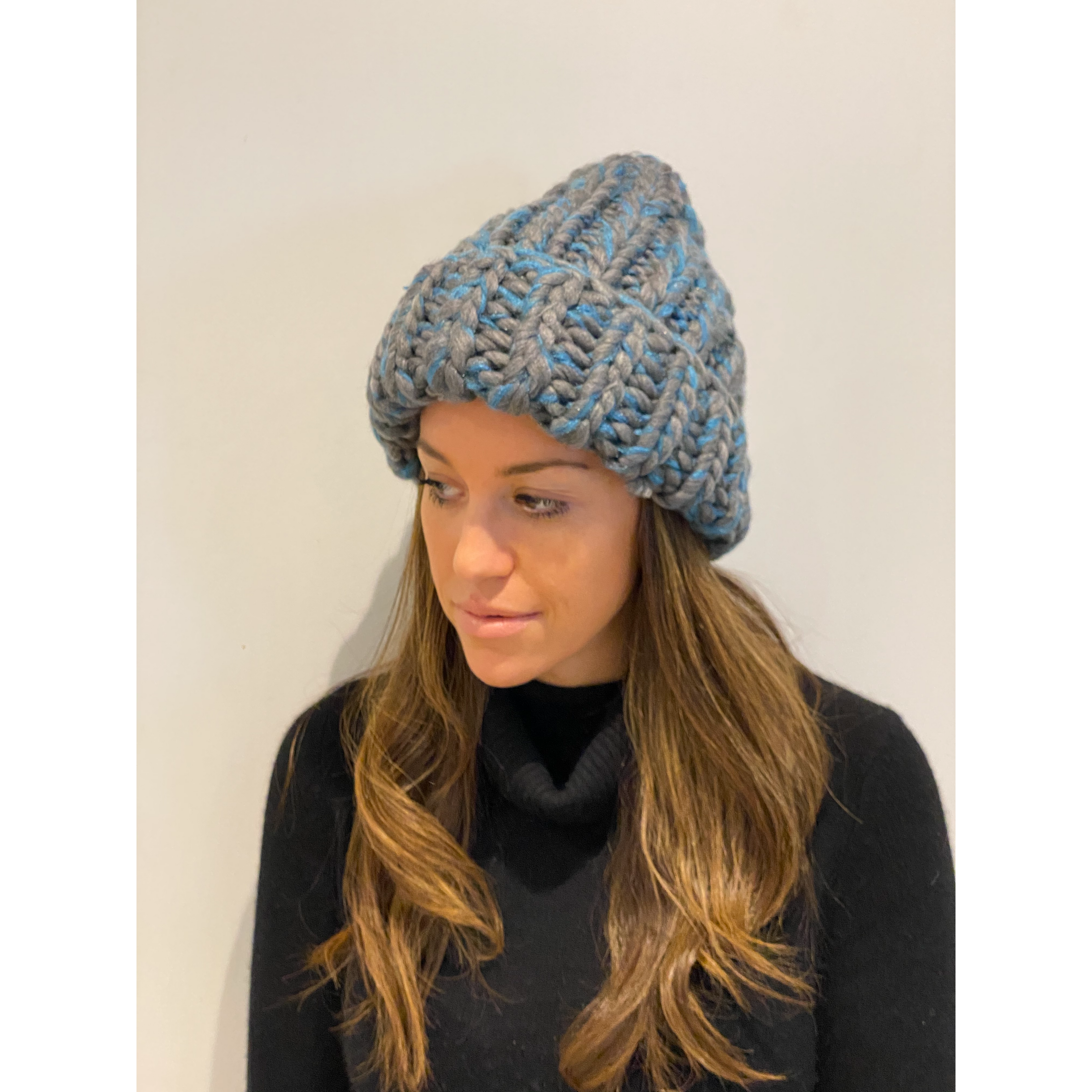 Grey Blue Woven Hat